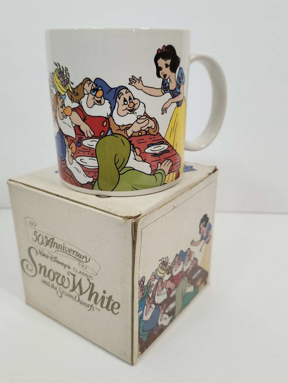 Vtg Applause 1987 Disney Classic Snow White &7 Dwarfs Mug 50th Anniversary w/Box